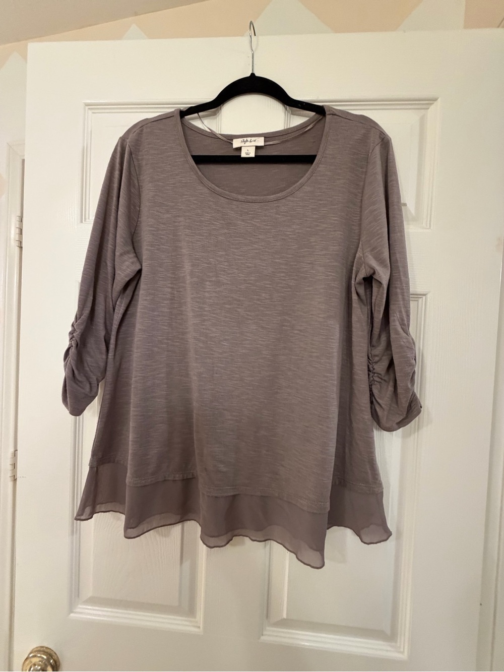 Style & Co. Lavender Gray Scoop Neck Tunic with Chiffon Hem